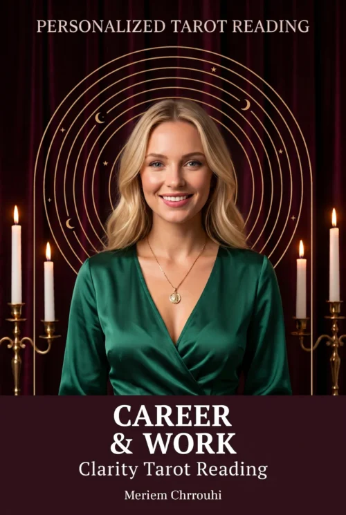 Career Tarot Reading — Work Clarity Cover | Meriem Chrrouhi Career and Work Clarity tarot reading cover with a celestial design.
