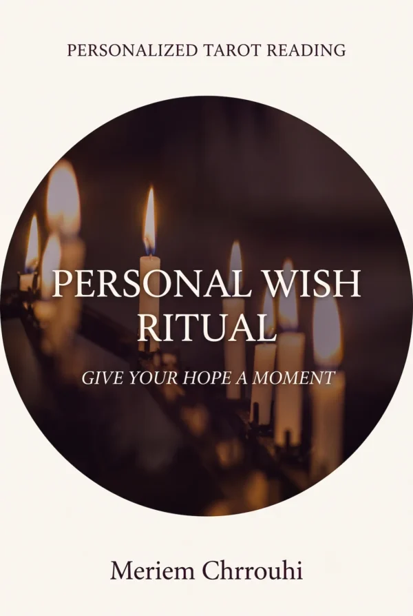 Personal Wish Intention Ritual | Meriem Chrrouhi Personal Wish Ritual — a diagonal row of lit ivory taper candles with warm flames and a softly blurred dark background