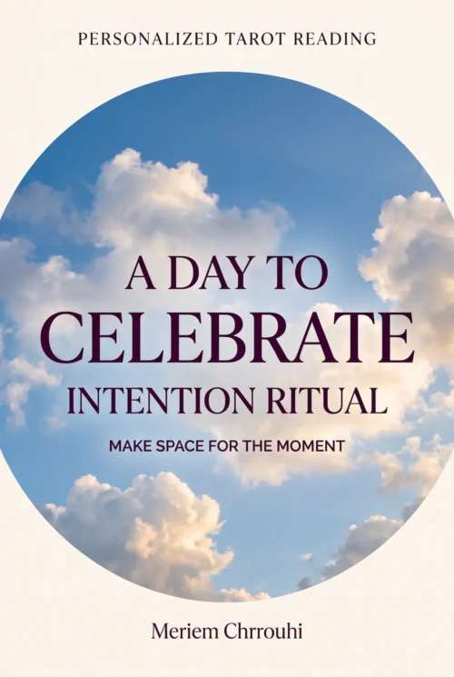 Celebration and Good Day Intention Ritual | Meriem Chrrouhi Celebration and Good Day Intention Ritual — soft white clouds in an open blue sky with clear plum lettering