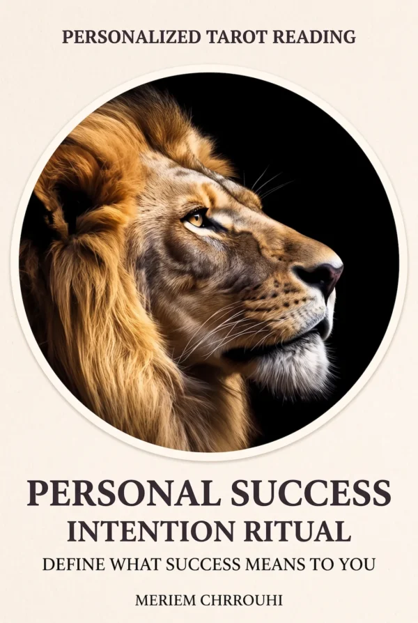 Success ritual cover with a golden-maned lion in profile against a black background.
