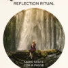 Quiet Mind Reflection Ritual | Meriem Chrrouhi Quiet Mind Reflection Ritual — a blonde woman seated on a mossy log beneath a tall waterfall, looking gently upward