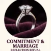 Commitment and Marriage Reflection Ritual | Meriem Chrrouhi Commitment and Marriage Reflection Ritual — an upright solitaire diamond ring on softly folded dark plum velvet