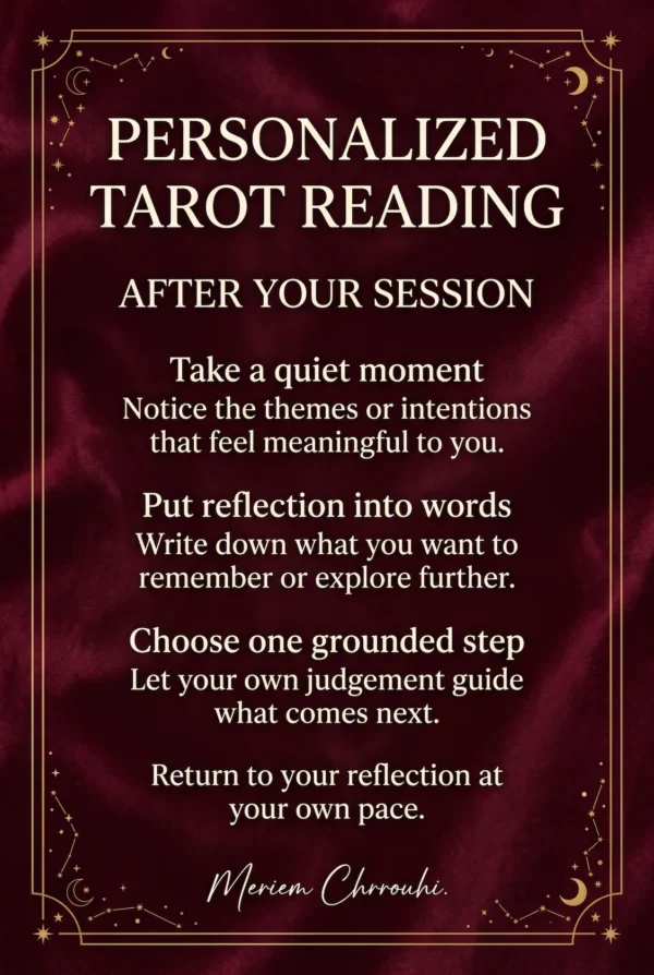 After your session: reflect, write down meaningful themes and choose a grounded next step
