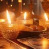 Candlelit Tarot Table — Video Preview | Personalized Tarot Reading Lit candles in amber glass holders beside tarot cards on a warmly illuminated table.