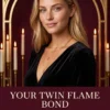 Twin Flame Connection Tarot Reading | Meriem Chrrouhi Your Twin Flame Bond tarot reading cover with a blonde woman in black, candles and a gold celestial arch.