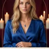 Telepathy and Thoughts Tarot Reading | Meriem Chrrouhi Hidden Thoughts connection and clarity reading cover with a blonde woman in blue satin and candlelight.