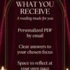 What You Receive — Personalized Tarot PDF by Email What You Receive: a personalized PDF by email, answers to your chosen focus and time to reflect at your own pace.
