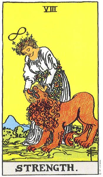 Strength tarot card meaning, Rider-Waite-Smith deck