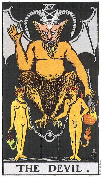 The Devil tarot card meaning, Rider-Waite-Smith deck