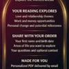 Six Months from Now tarot guide covering love, work, money and personal milestones, framed by a glowing gold arch.