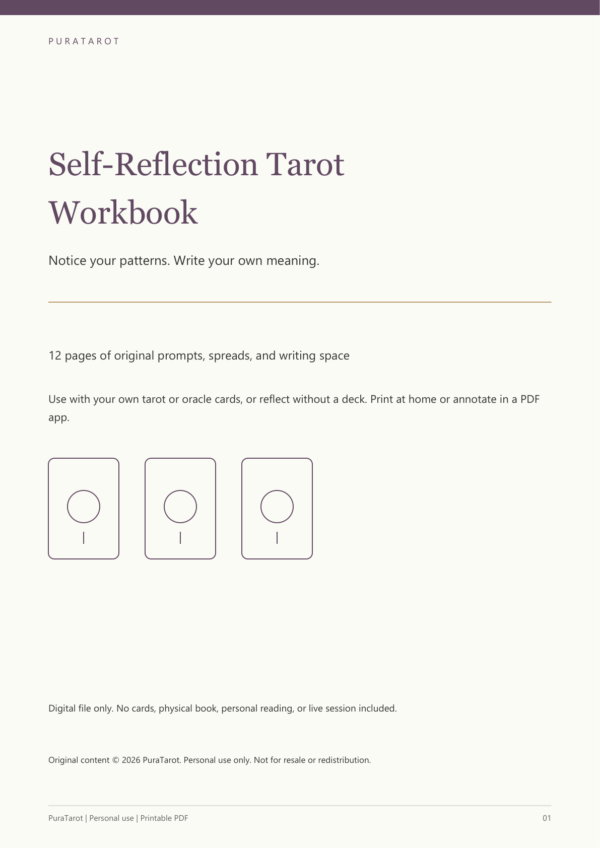 Self-Reflection Tarot Workbook - actual cover Self-Reflection Tarot Workbook printable PDF - actual cover